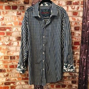 Robert Graham 💢Shirt Flip Cuff 2XL Plaid Paisley